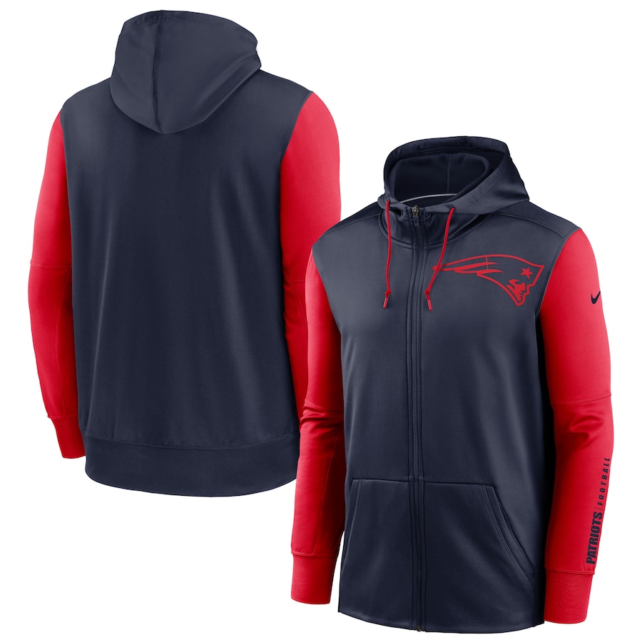 NFL Nike New England Patriots Navy Red Fan Gear Mascot Performance FullZip Hoodie->atlanta falcons->NFL Jersey
